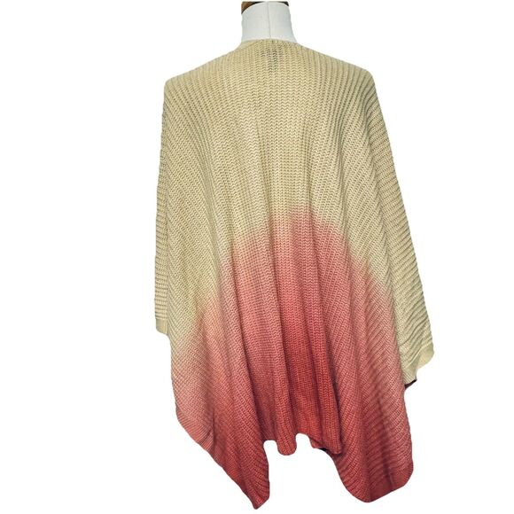 Torrid New Ruana Knit Tricolor Dip Dye Size OS Wrap Ombre Open Front Sweater - Picture 2 of 3